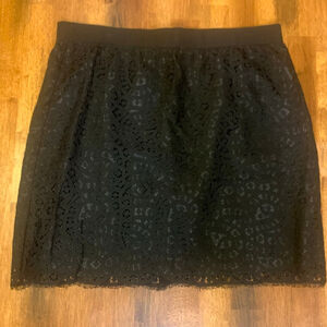 Joe Fresh Mini Skirt 12 Black Lace Overlay Lined Back Zipper